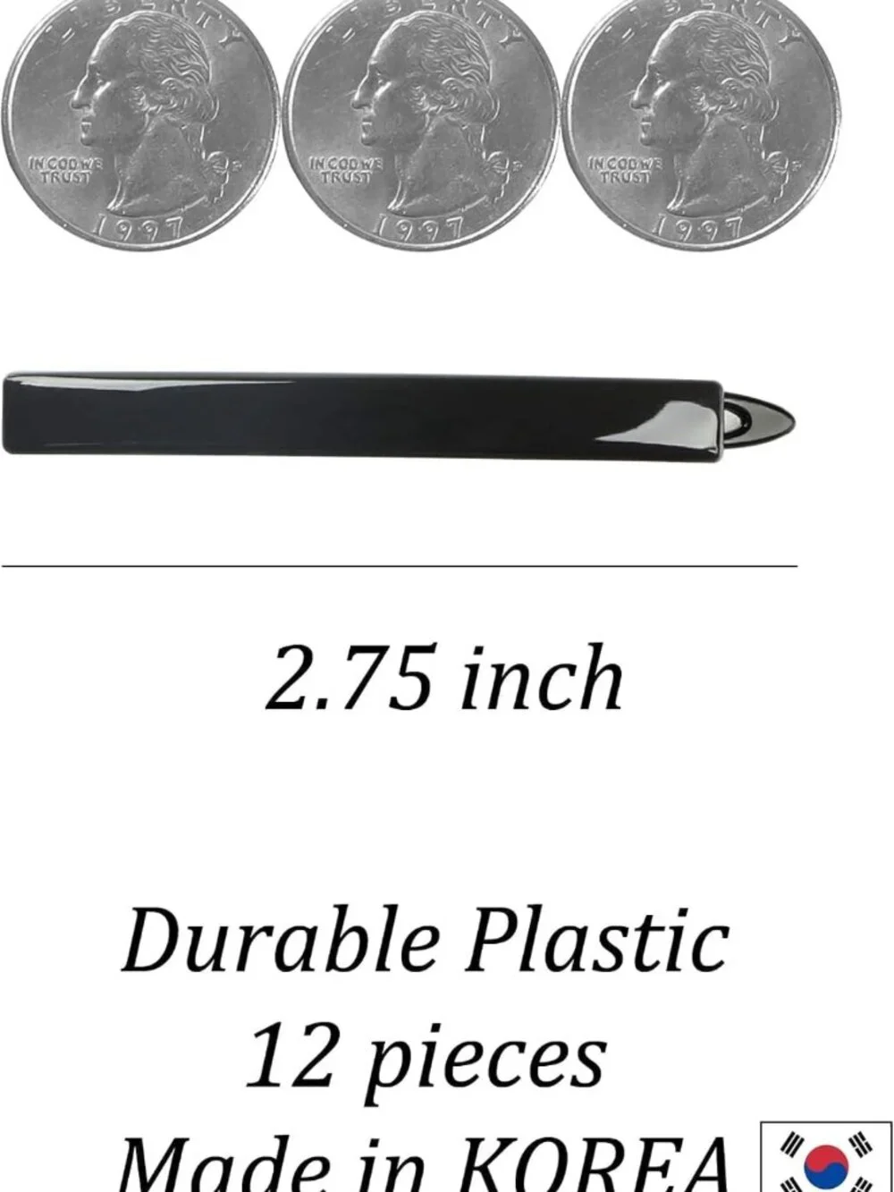 12 Pack Non-Slip Hair Barrettes for Fine or Thick Hair - BPA-Free Plastic Clips